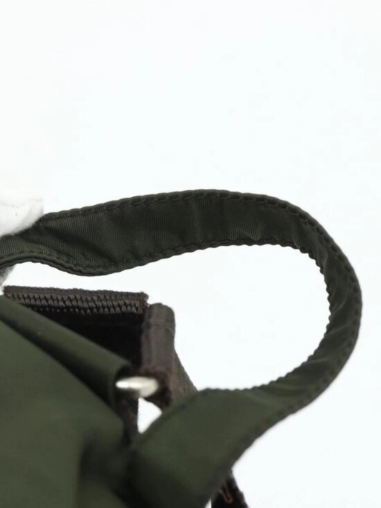 PRADA Backpack Nylon Khaki Silver Auth bs34477